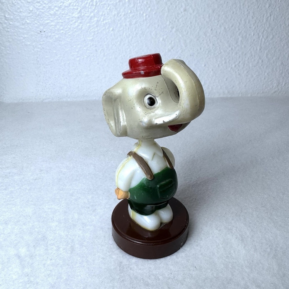 Vintage Plastic Bobble Head Nodder Elephant in Overalls - Political